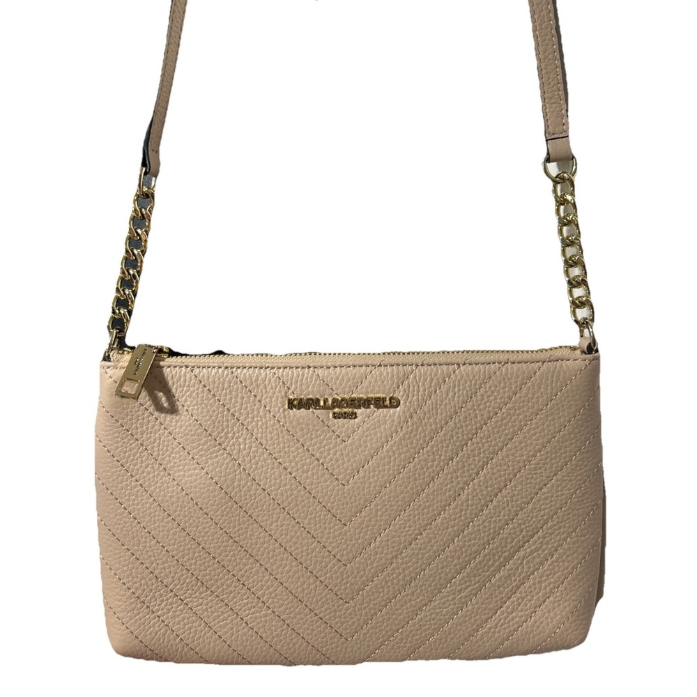 Karl Lagerfeld Paris Charlotte Pebble Leather Crossbody Bag Peony Gold HW